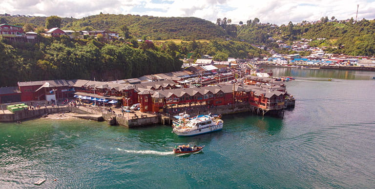 Aerial view of Angelmo Market, Puerto Montt